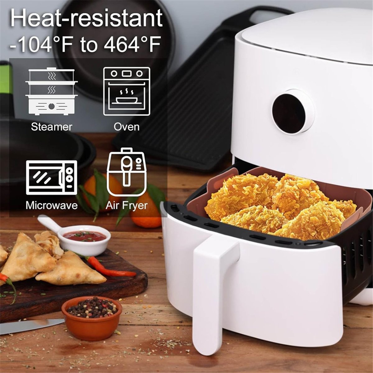 Air Fryer Silicone Pot Liner - بطانات سيليكون مربعة الشكل للقلاية الهوائية