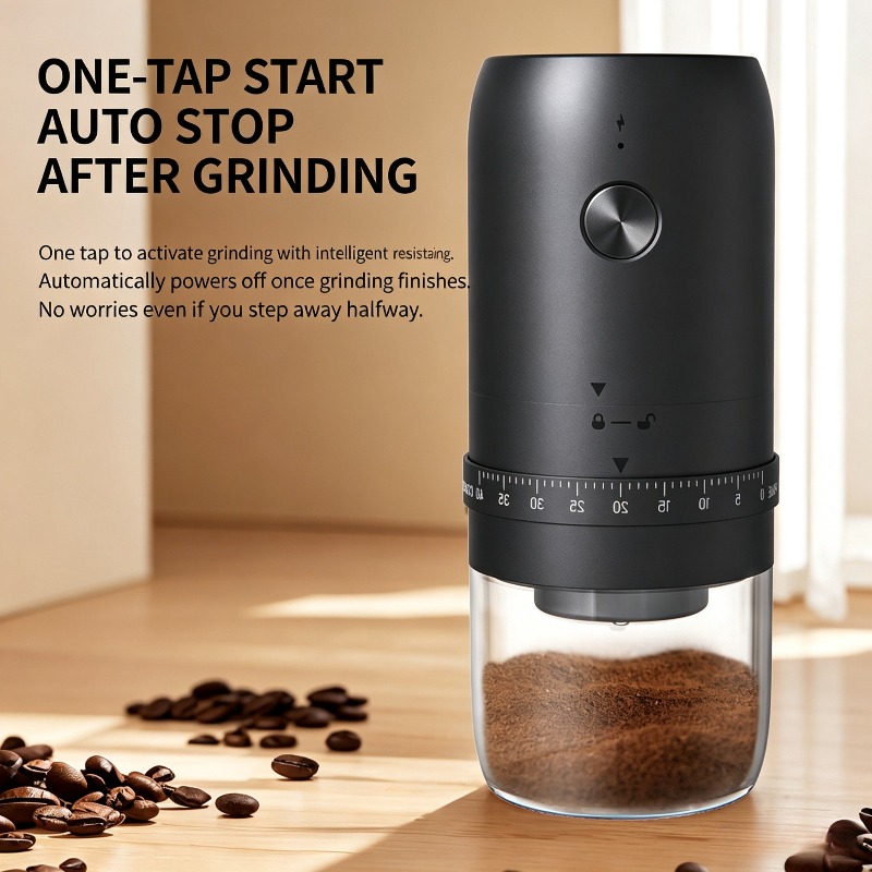 Coffee Bean Grinder Electric - مطحنة قهوة كهربائية محمولة بمنفذ USB،