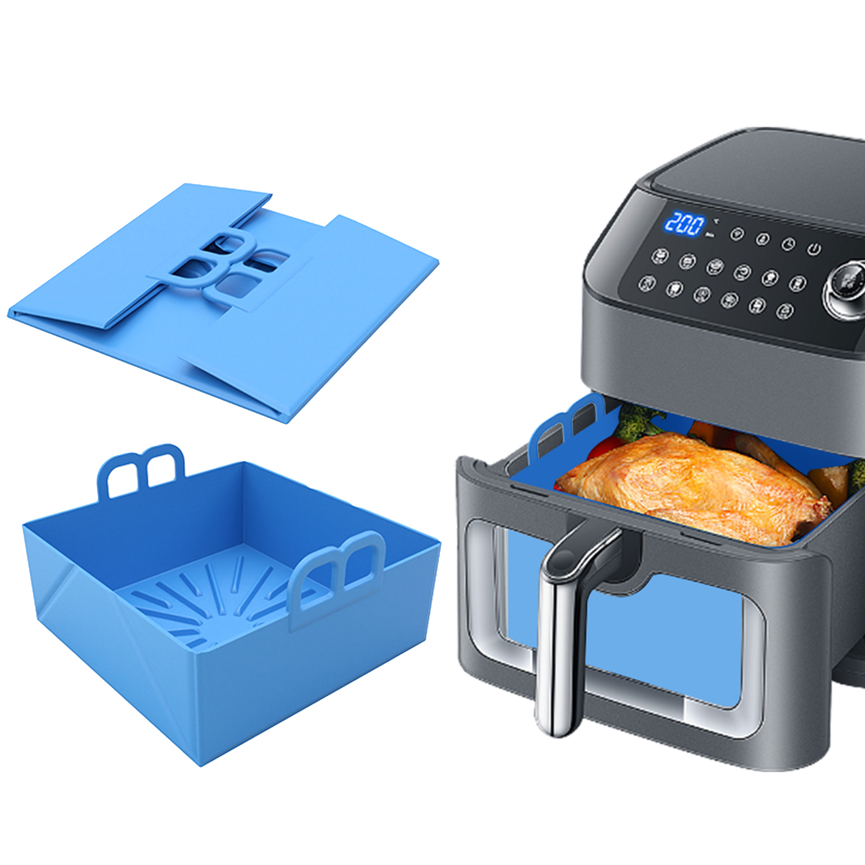 مقلاة هوائية قابلة للطي صينية  - مراجعة Air Fryer Silicone Pot Liner وسعره