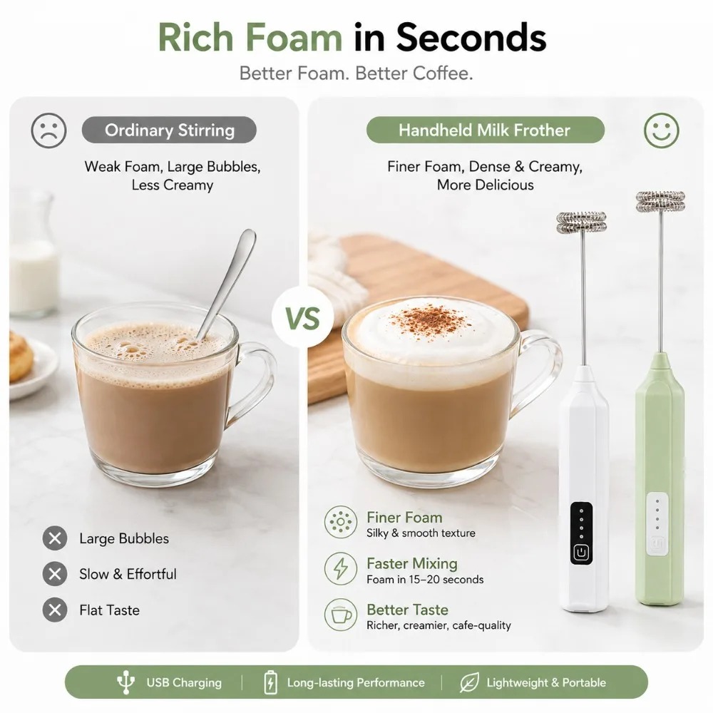 جهاز خفق الحليب وخفق البيض الك - مراجعة Electric Milk Frother Handheld وسعره