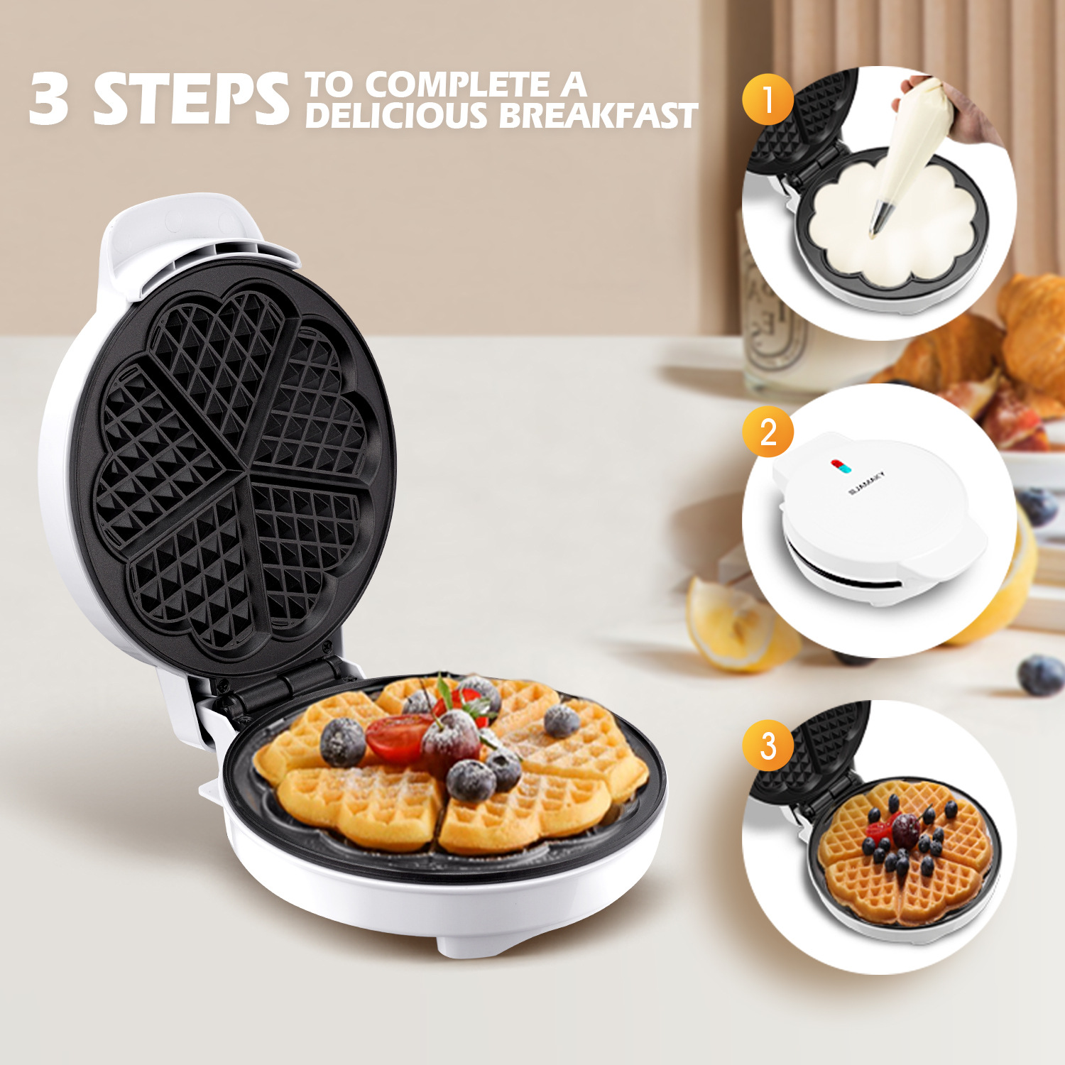 قوالب وافل الإفطار، فرن كعكة ا - مراجعة Mini Waffle Maker Machine وسعره