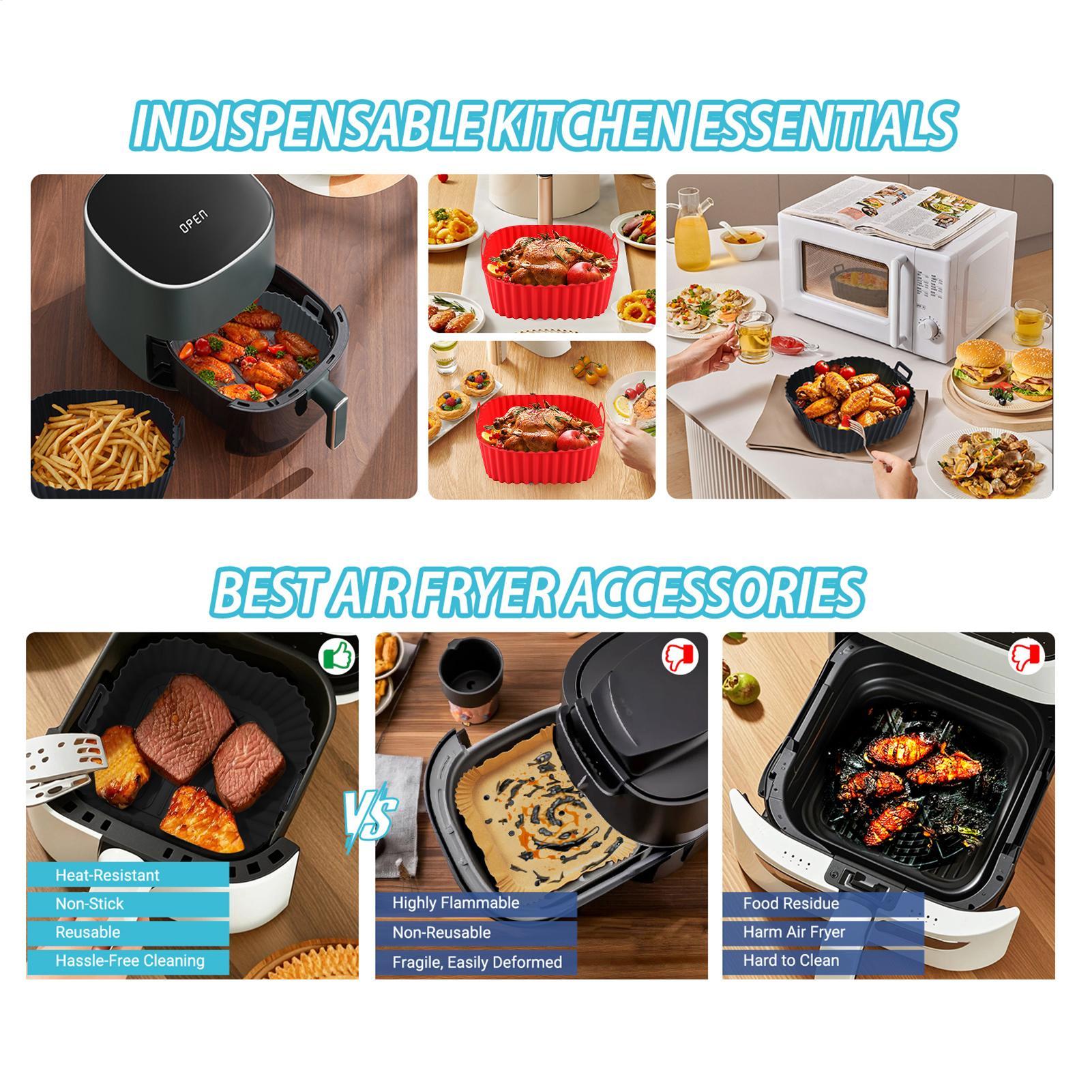 بطانات سيليكون مربعة لمقلاة ال - مراجعة Air Fryer Silicone Pot Liner وسعره