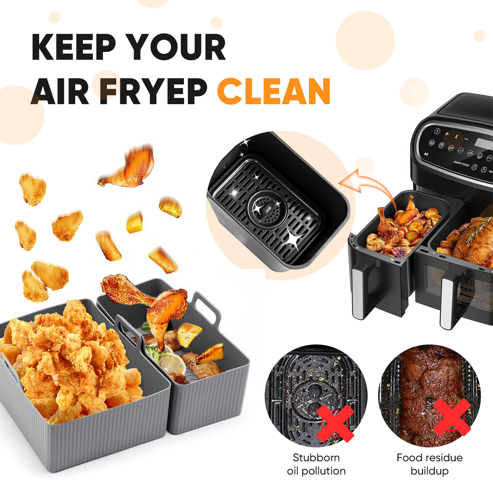 2 قطعة مجموعة سيليكون الهواء ا - مراجعة Air Fryer Silicone Pot Liner وسعره